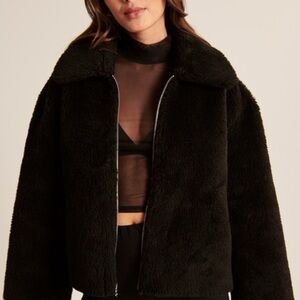 Abercrombie & Fitch Black Faux Fur Jacket